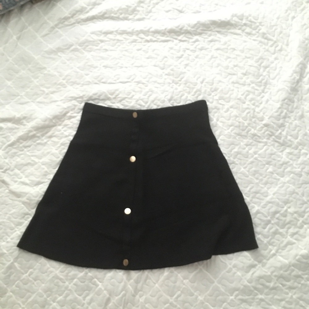 Black slip-on, A-line mini skirt